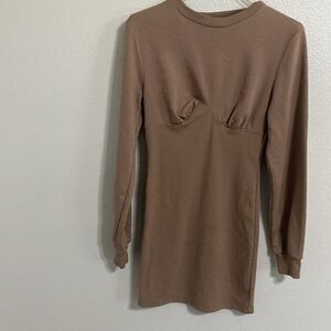 Beautiful Brown Revamped Long Sleeve Sweater Dress